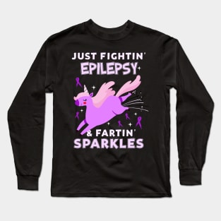 epilepsy funny unicorn farting sparkles Long Sleeve T-Shirt